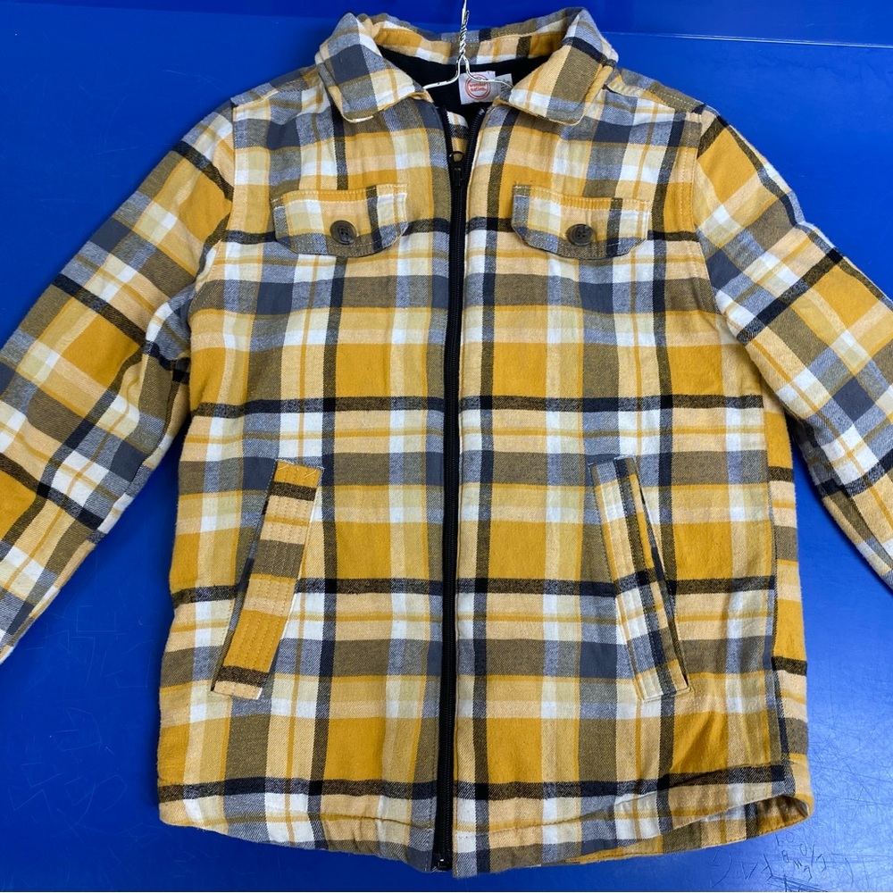 Plaid Kids Jacket - Yellow and Gray